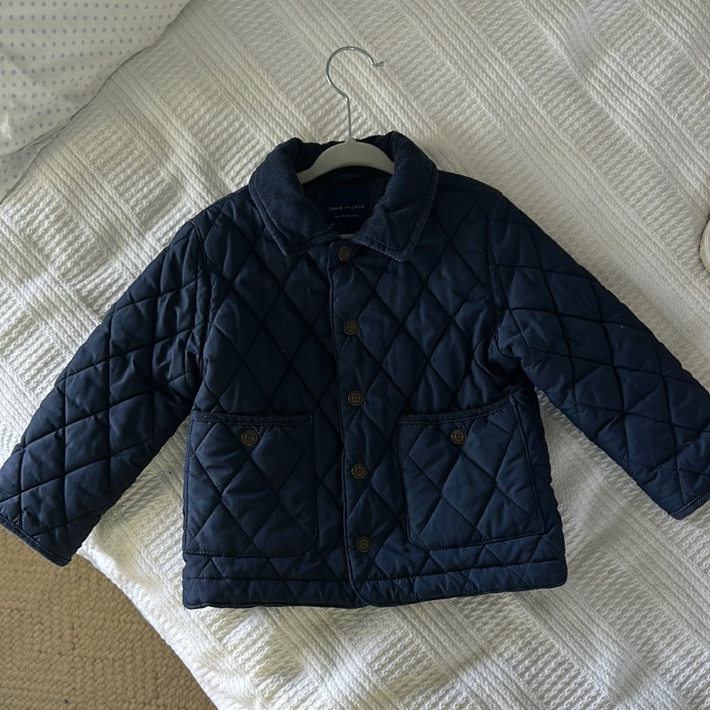 Janie and Jack Blue Barn Jacket with Diamond Quilting